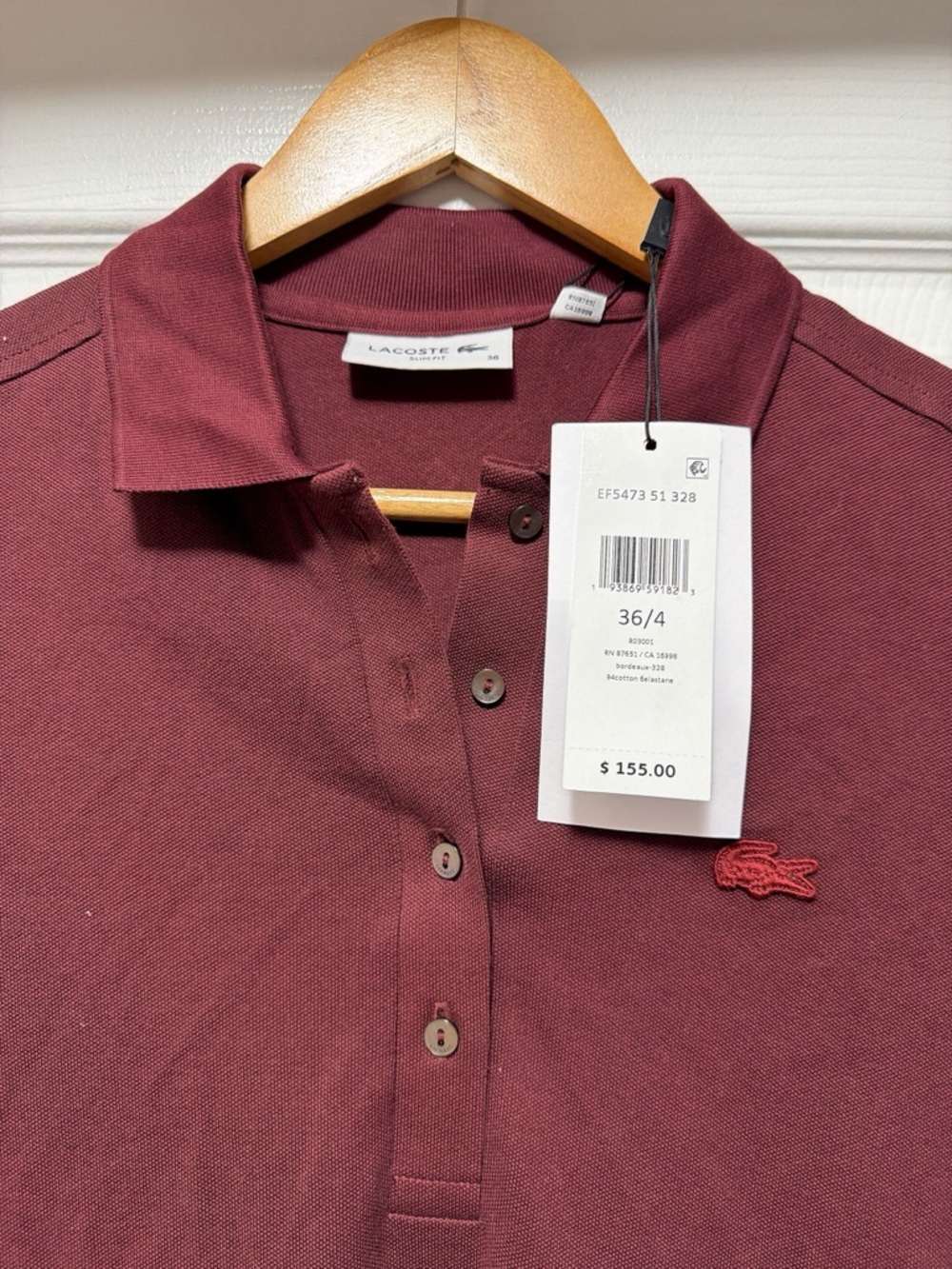 Lacoste Polo Mini Dress in Burgundy - Picture 4 of 5